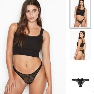 NWT Victoria's Secret Luxe Floral Bow Back Thong Panty